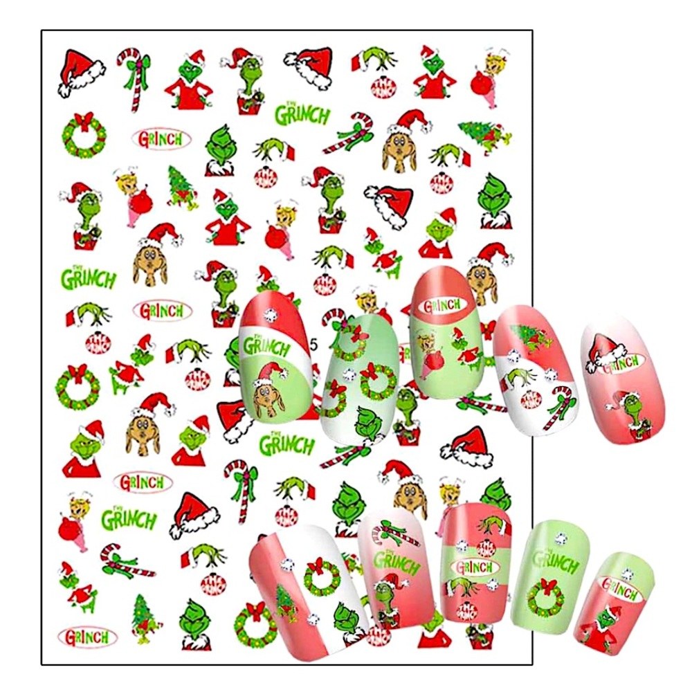 💌 BO/GO$6 Grinch Christmas Nail Stickers